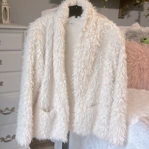 Fluffy Off White Cozy Coat Love Fire Womens Comfy Womens Small